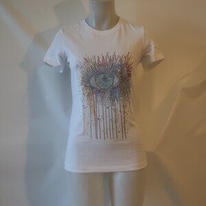 NWT Womens Moving Forward Bella White "Eye" Short Sleeve Tee M